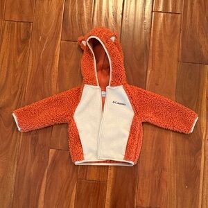 Columbia Orange and Cream Sherpa Hooded Baby Jacket with Ears
